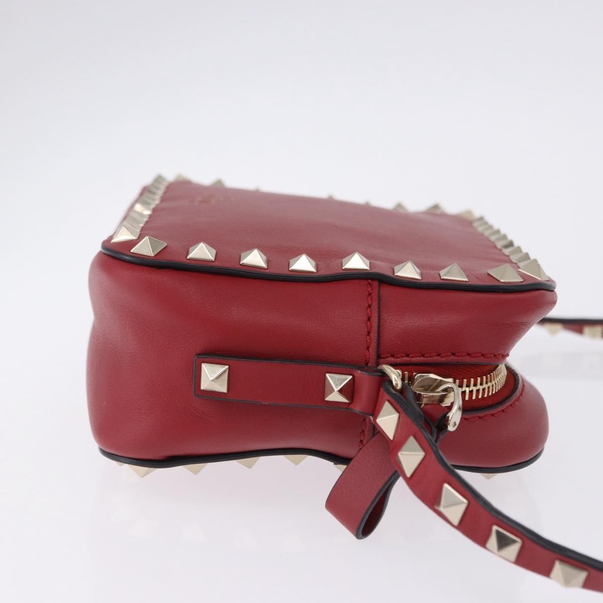 Valentino Garavani Rockstud Camera Leather, Red, Leather, Crossbody Bag