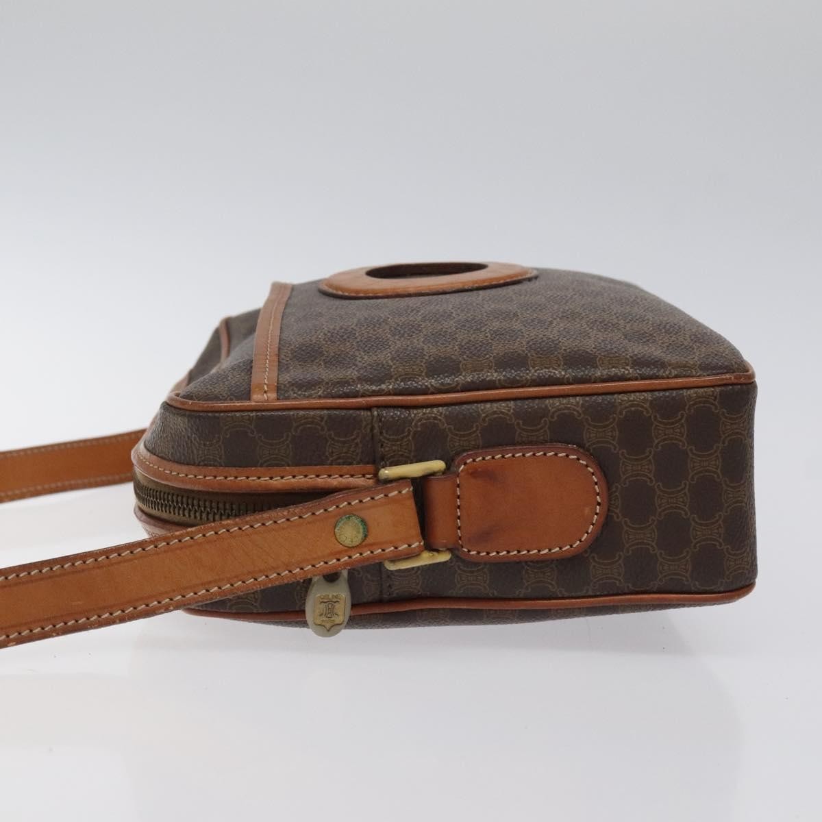 Celine Vintage Macadam Canvas and Leather, Brown, Canvas, Shoulder Bag