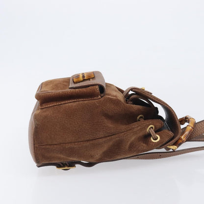 Gucci Vintage Bamboo Suede, Brown, Suede, Backpack