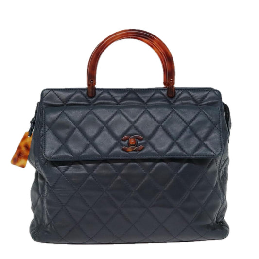 Chanel Coco Handle, Navy, Leather, handbag