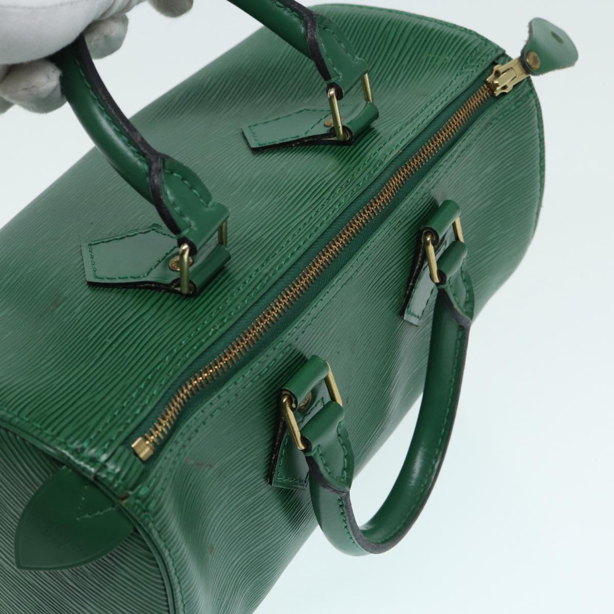 Louis Vuitton Speedy 25, Green, Leather, handbag