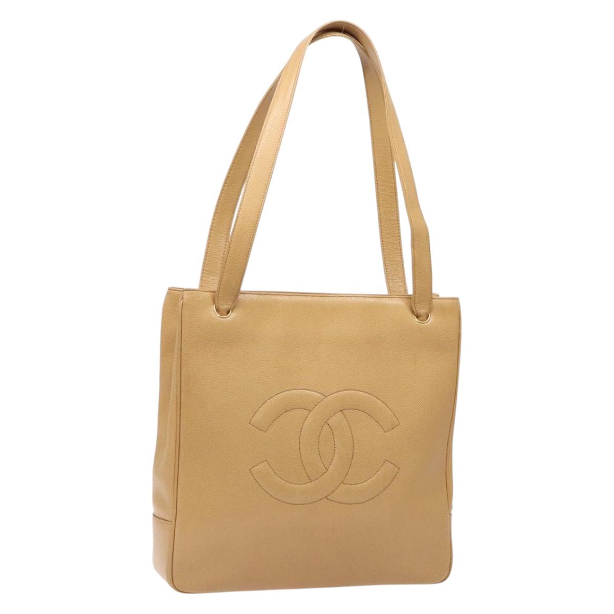 Chanel Coco Mark, Beige, Leather, tote