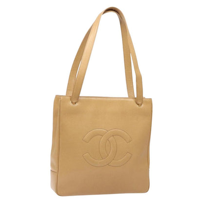 Chanel Coco Mark, Beige, Leather, tote