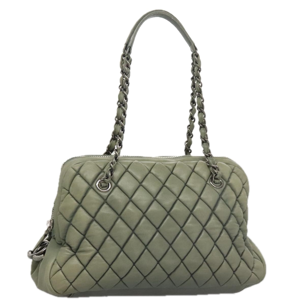 Chanel Mademoiselle, Green, Leather, shoulder