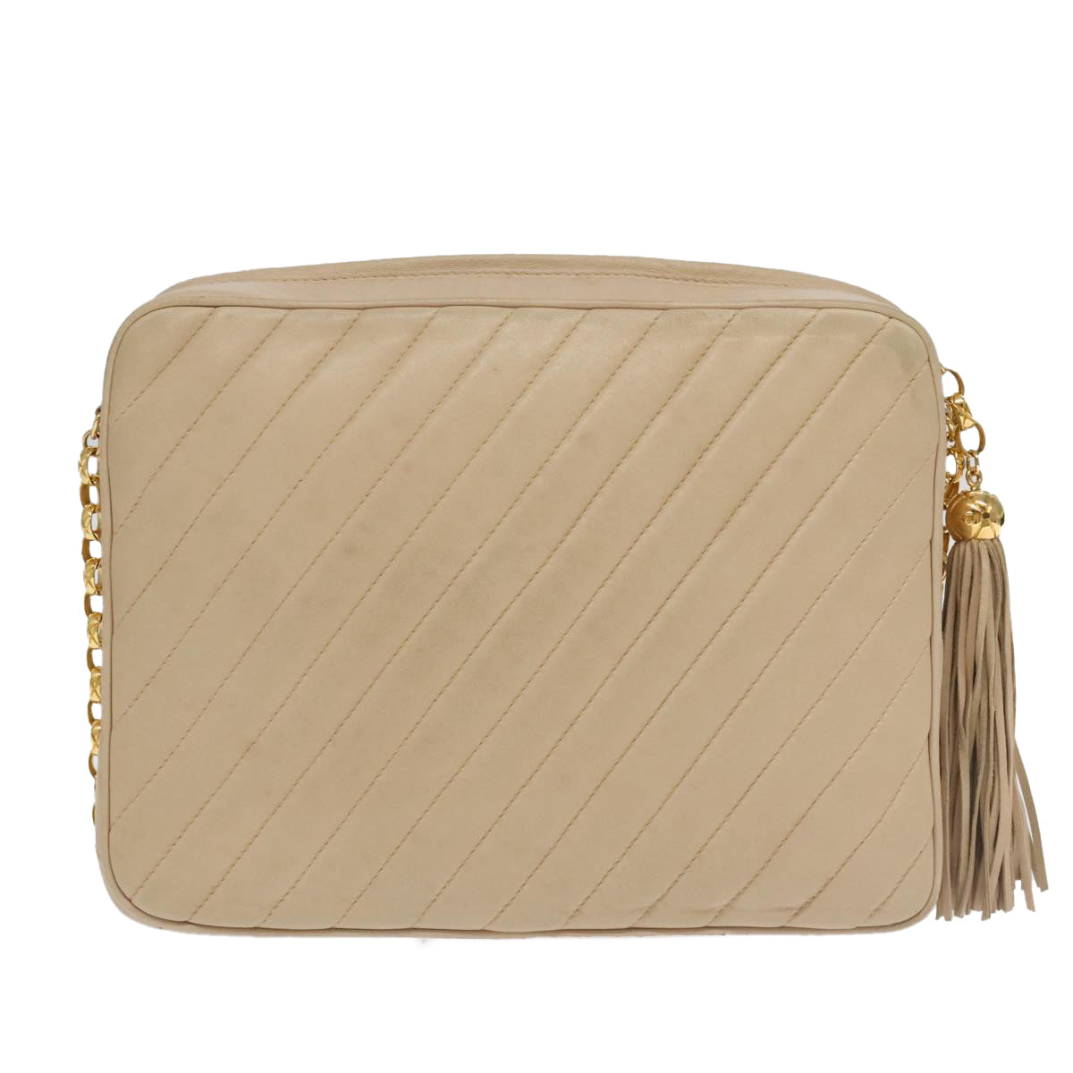 Chanel Coco Mark, Beige, Leather, shoulder