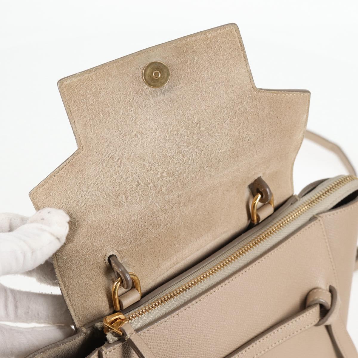 Céline Belt, Beige, Leather, handbag