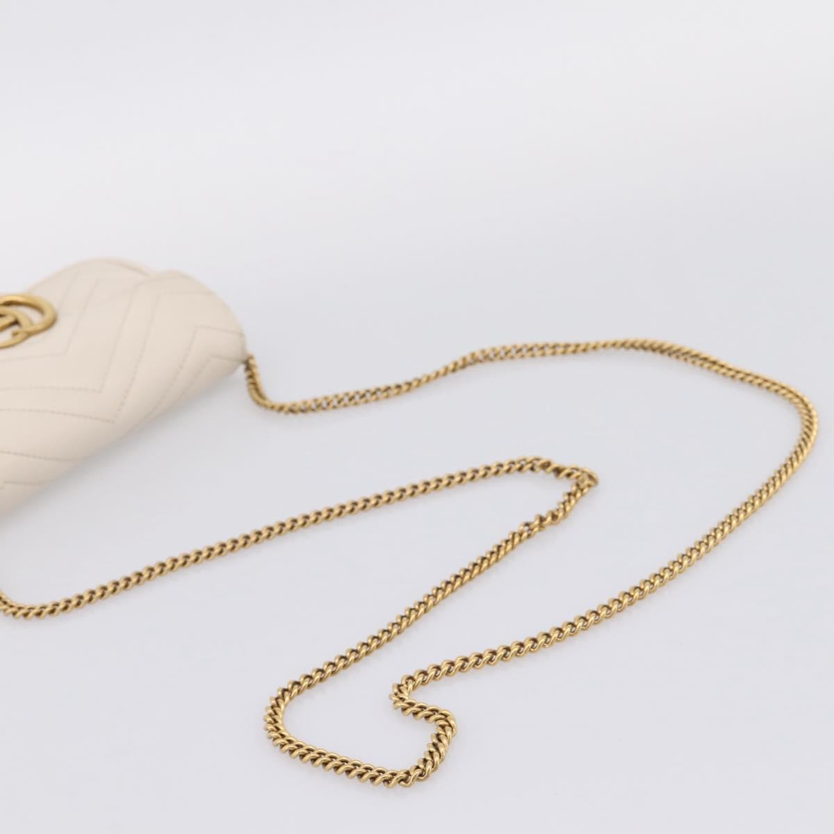 Gucci GG Marmont Flap Chain GG Coated Canvas and Leather, Beige, Leather, Shoulder Bag