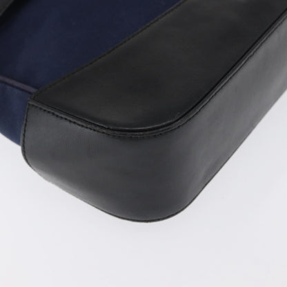 Salvatore Ferragamo Cut Out Leather and Canvas, Navy, Canvas, Shoulder Bag