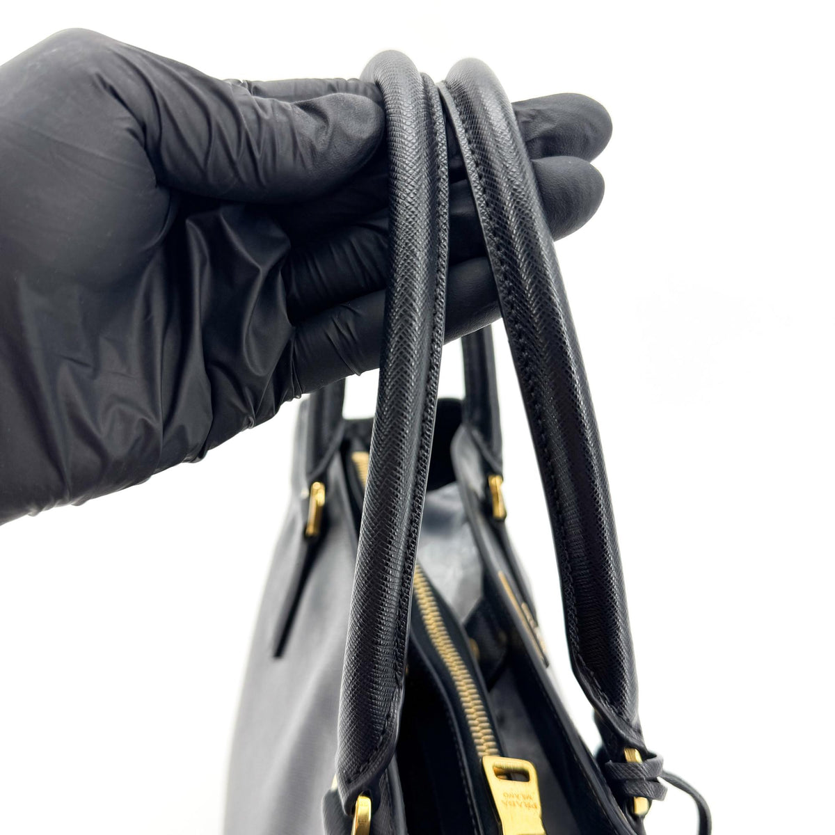 Prada Galleria  Strap Leather, Black, Leather, Handbag