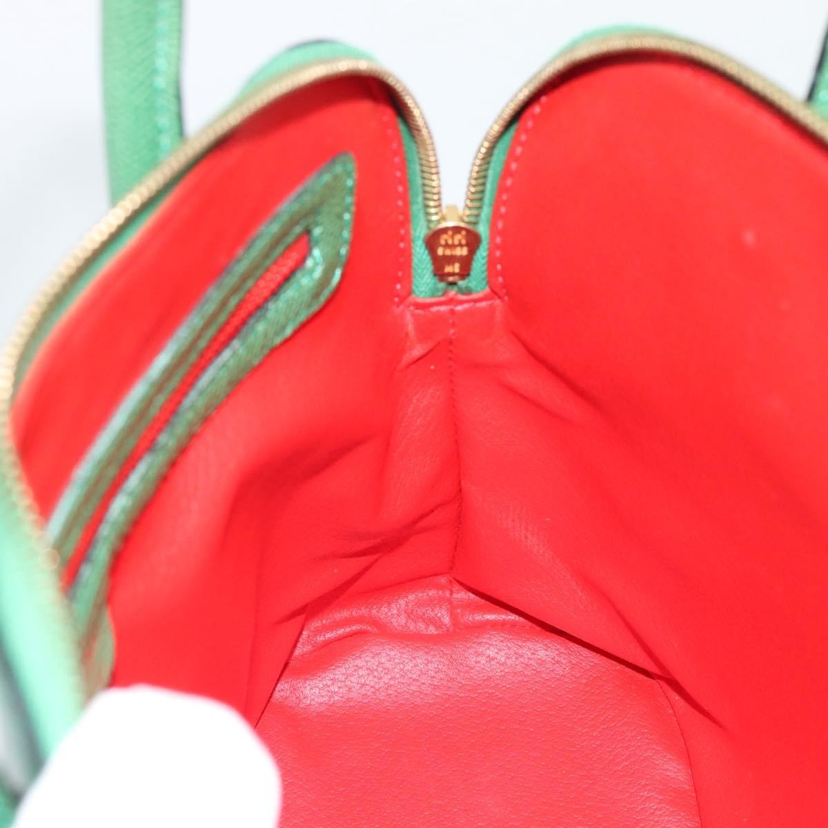 Celine Vintage Convertible Bowler Leather, Green, Leather, Handbag