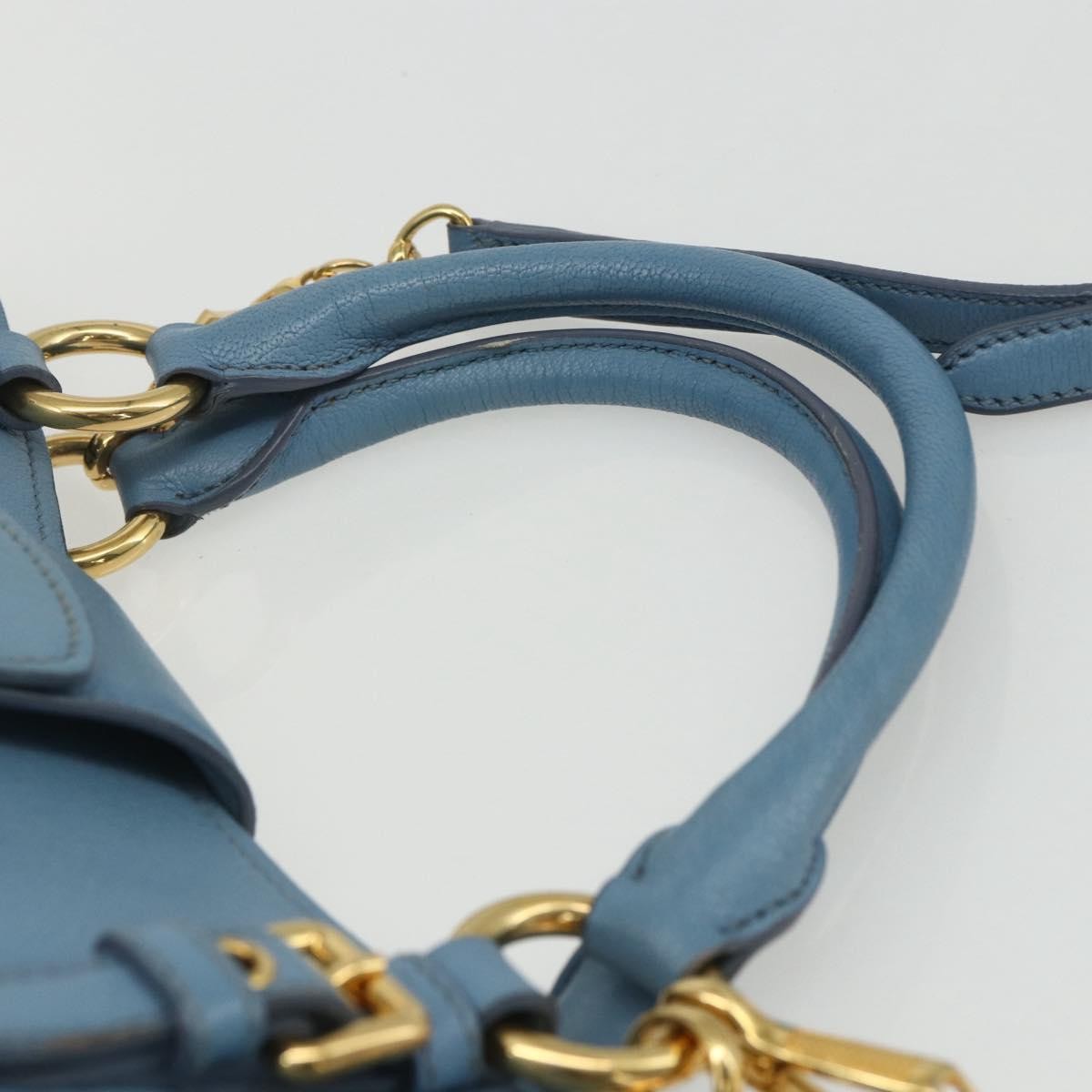 Miu Miu Madras Convertible Lock Leather, Blue, Leather, Tote Bag