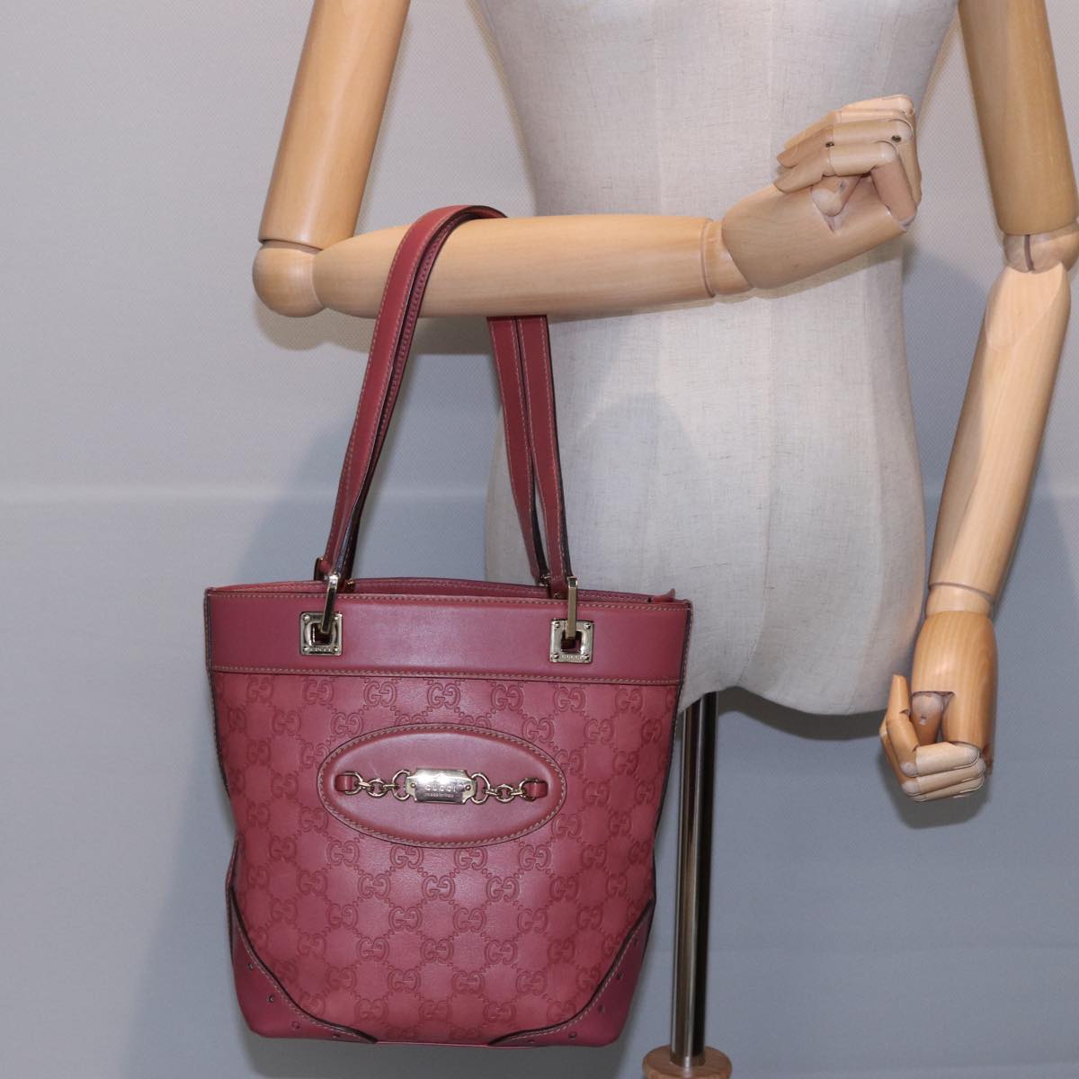 Gucci GG Signature, Pink, Leather, handbag