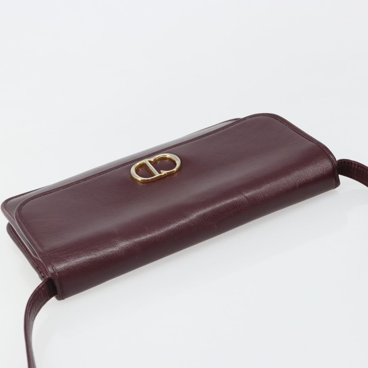 Christian Dior Shoulder Leather, Burgundy, Leather, Shoulder Bag