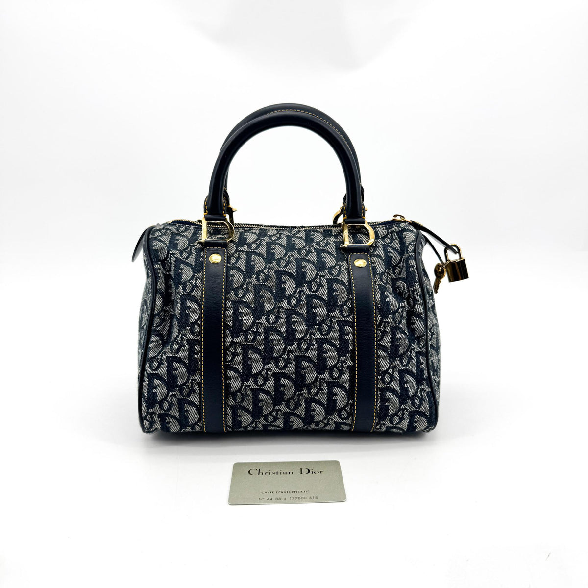 Christian Dior Vintage Trotter Boston Diorissimo Canvas, Blue, Canvas, Handbag
