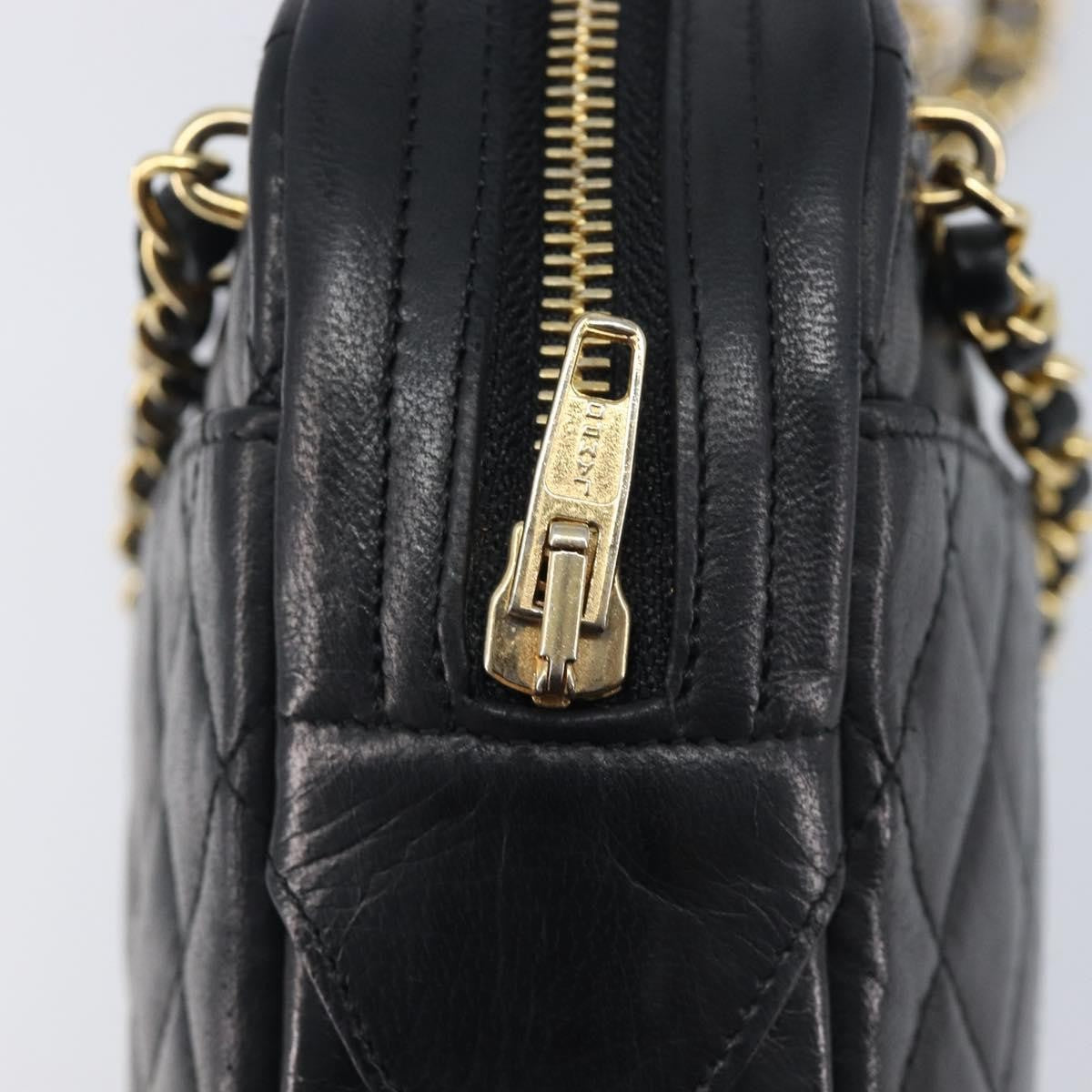Chanel Vintage Front Pocket Camera Chevron Lambskin, Black, Leather, Handbag