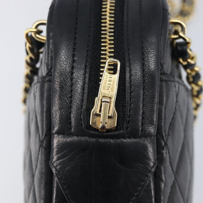 Chanel Vintage Front Pocket Camera Chevron Lambskin, Black, Leather, Handbag