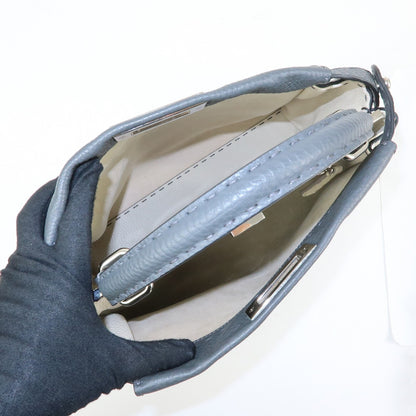 Fendi Selleria Peekaboo Leather, Gray, Leather, Handbag