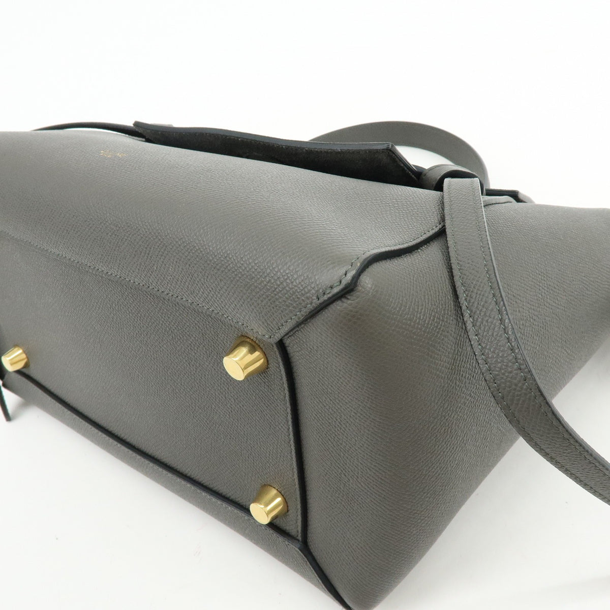 Celine Belt Textured Leather, Gray, Calfskin, Handbag