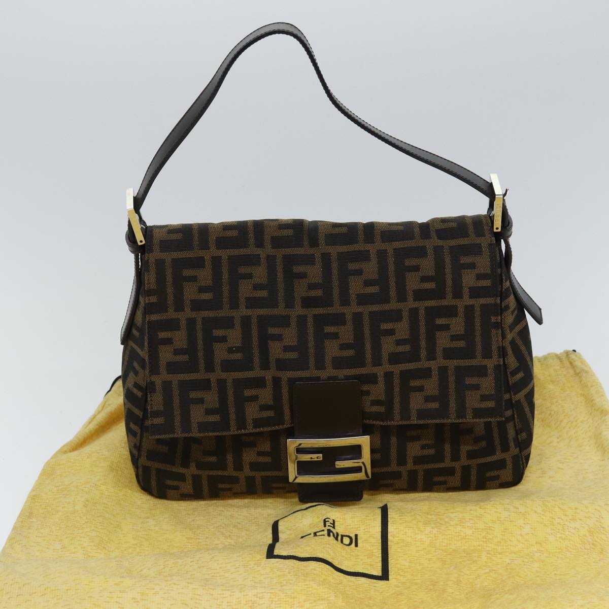 Fendi Mamma Baguette, Brown, Canvas, shoulder