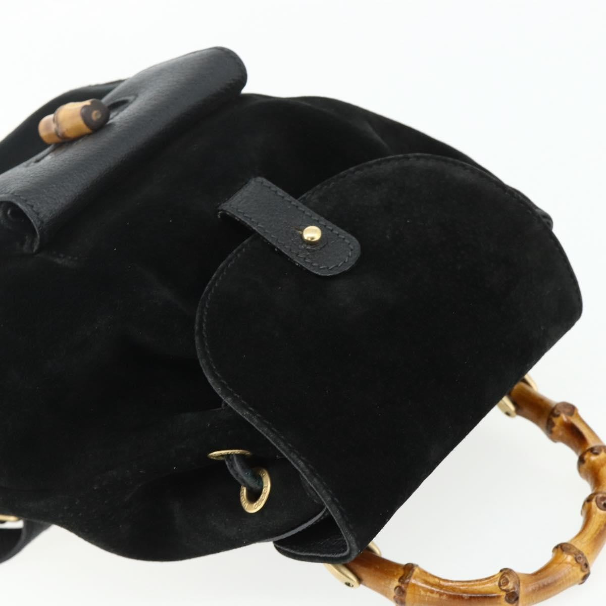Gucci Gucci bamboo daim, Black, Suede, Backpack