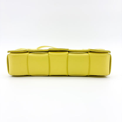 Bottega Veneta Cassette Maxi Intrecciato Leather, Yellow, Leather, Crossbody Bag