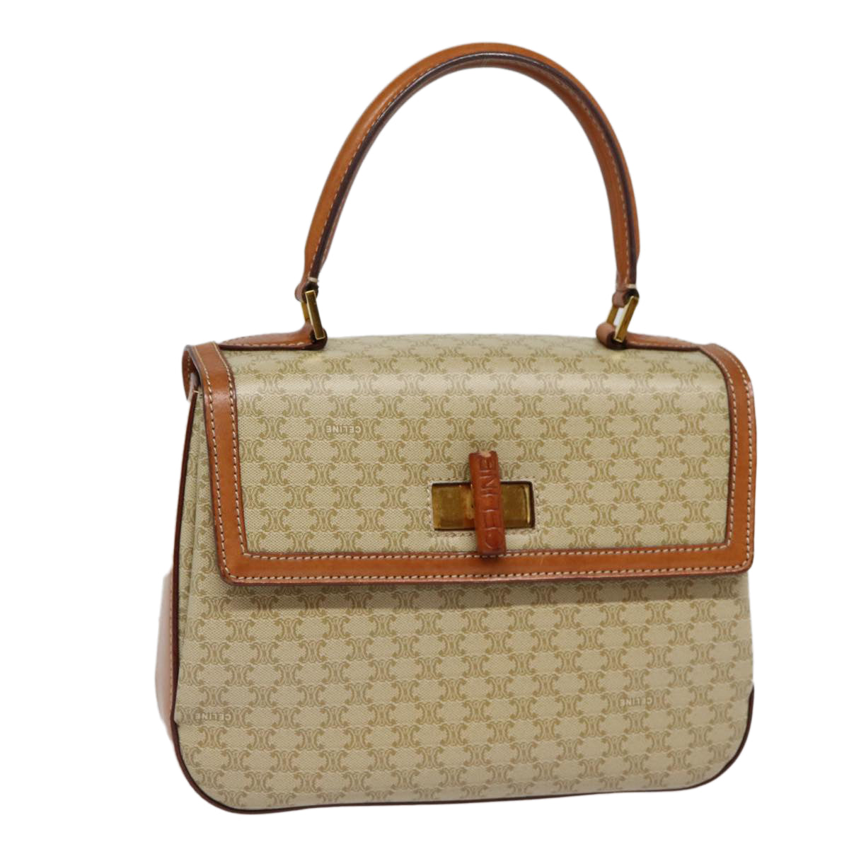 Céline Macadam, Beige, Canvas, handbag