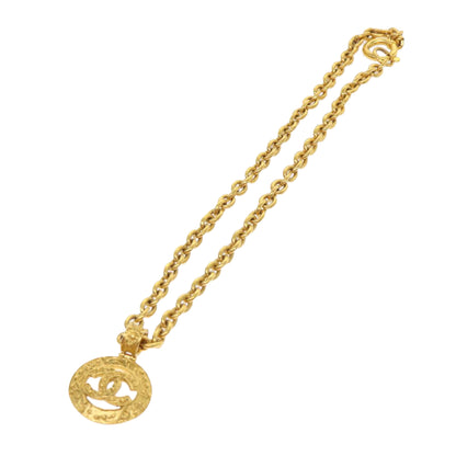 Chanel CC Open Heart Pendant Necklace Metal, GOLD, METAL, Necklace