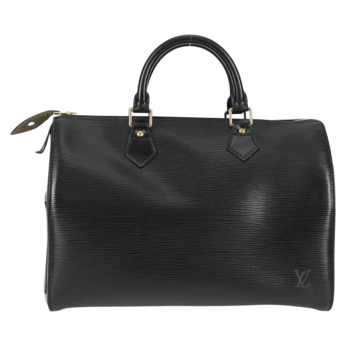 Louis Vuitton Speedy, Black, Leather, handbag