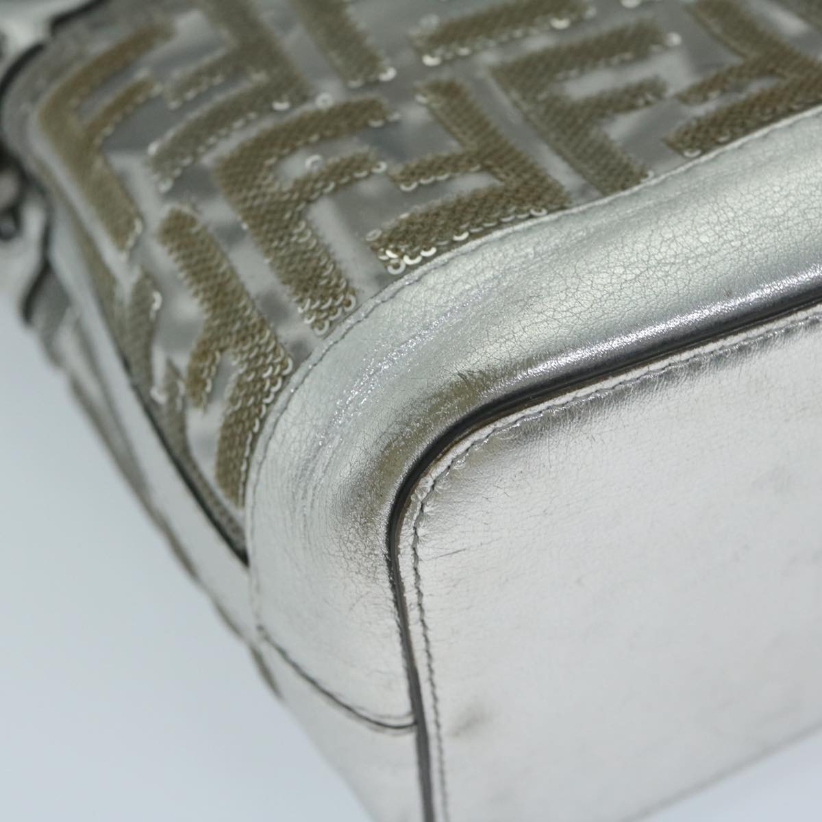 Fendi Zucca, Silver, Leather, shoulder