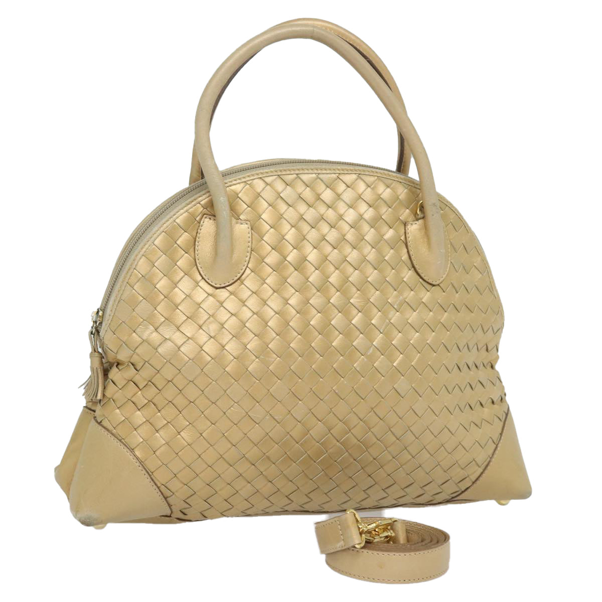 Bottega Veneta Intrecciato, Gold, Leather, handbag