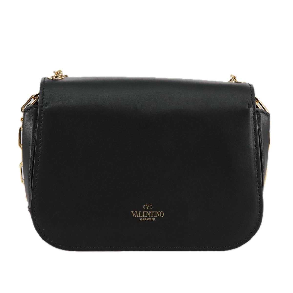 Valentino Garavani, Black, Leather, shoulder