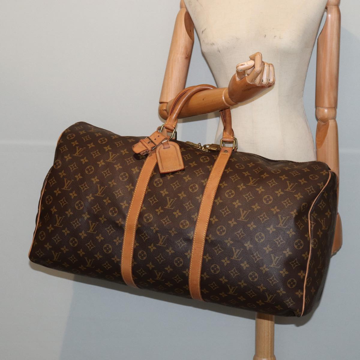 Louis Vuitton Keepall 60, Brown, Canvas, travel