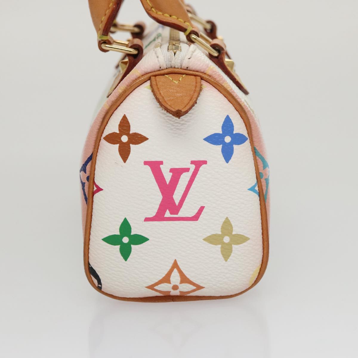 Louis Vuitton Mini speedy, White, Canvas, handbag