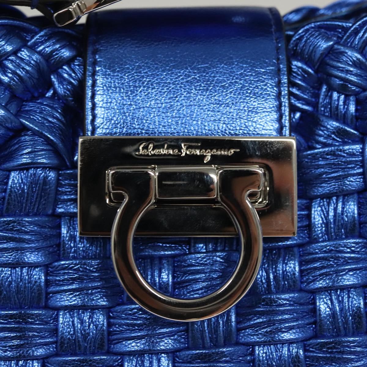 Salvatore Ferragamo Gancini, Blue, Leather, shoulder