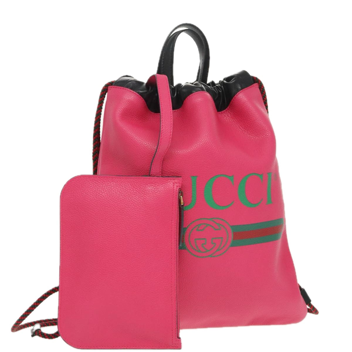 Gucci Drawstring, Pink, Leather, backpack