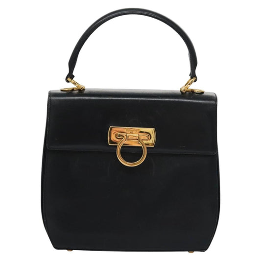 Salvatore Ferragamo Gancini, Black, Leather, handbag