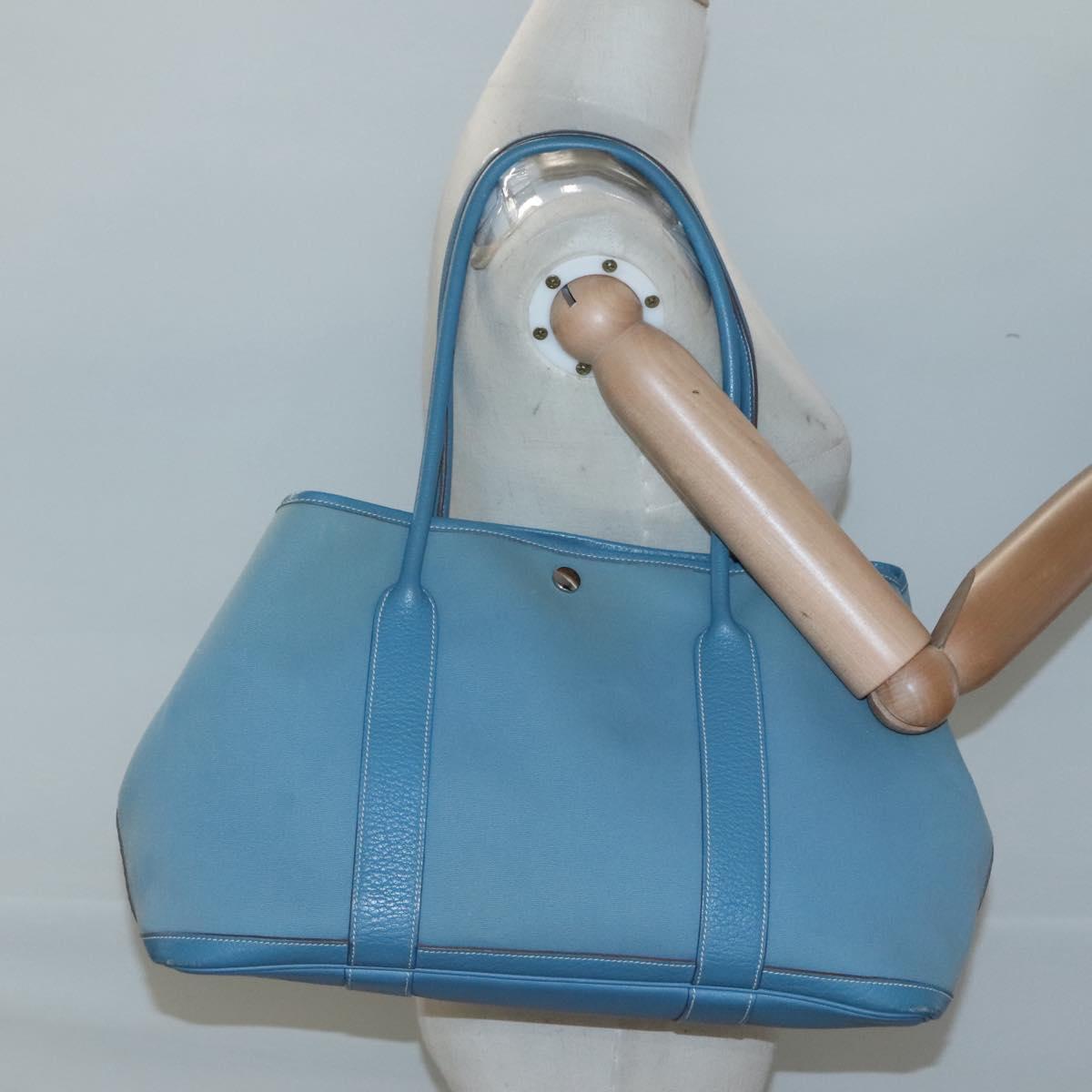 Hermès Garden Party, Blue, Canvas, tote