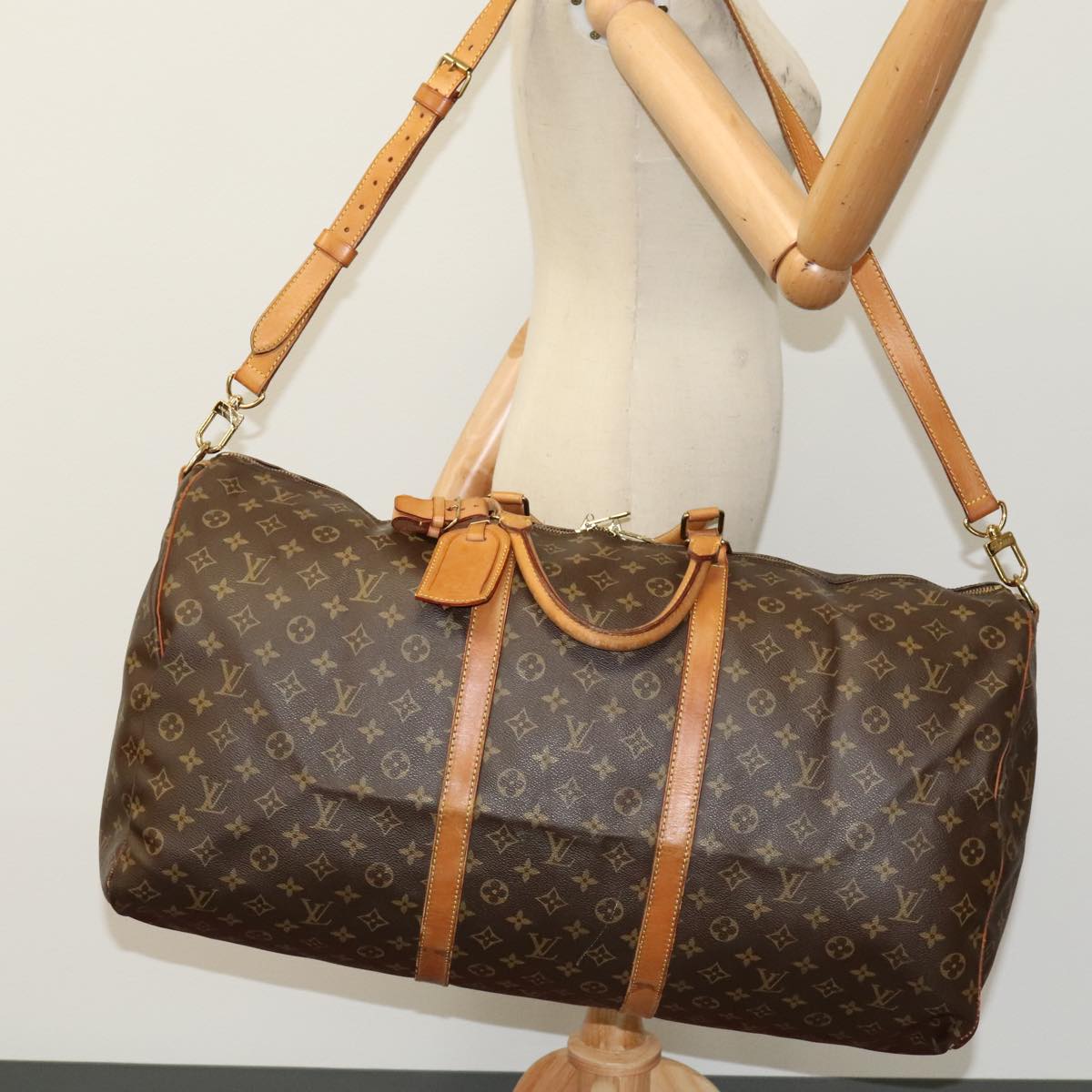 Louis Vuitton Keepall Bandoulière 60, Brown, Canvas, travel
