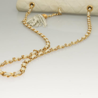 Chanel Demi Lune, White, Leather, shoulder