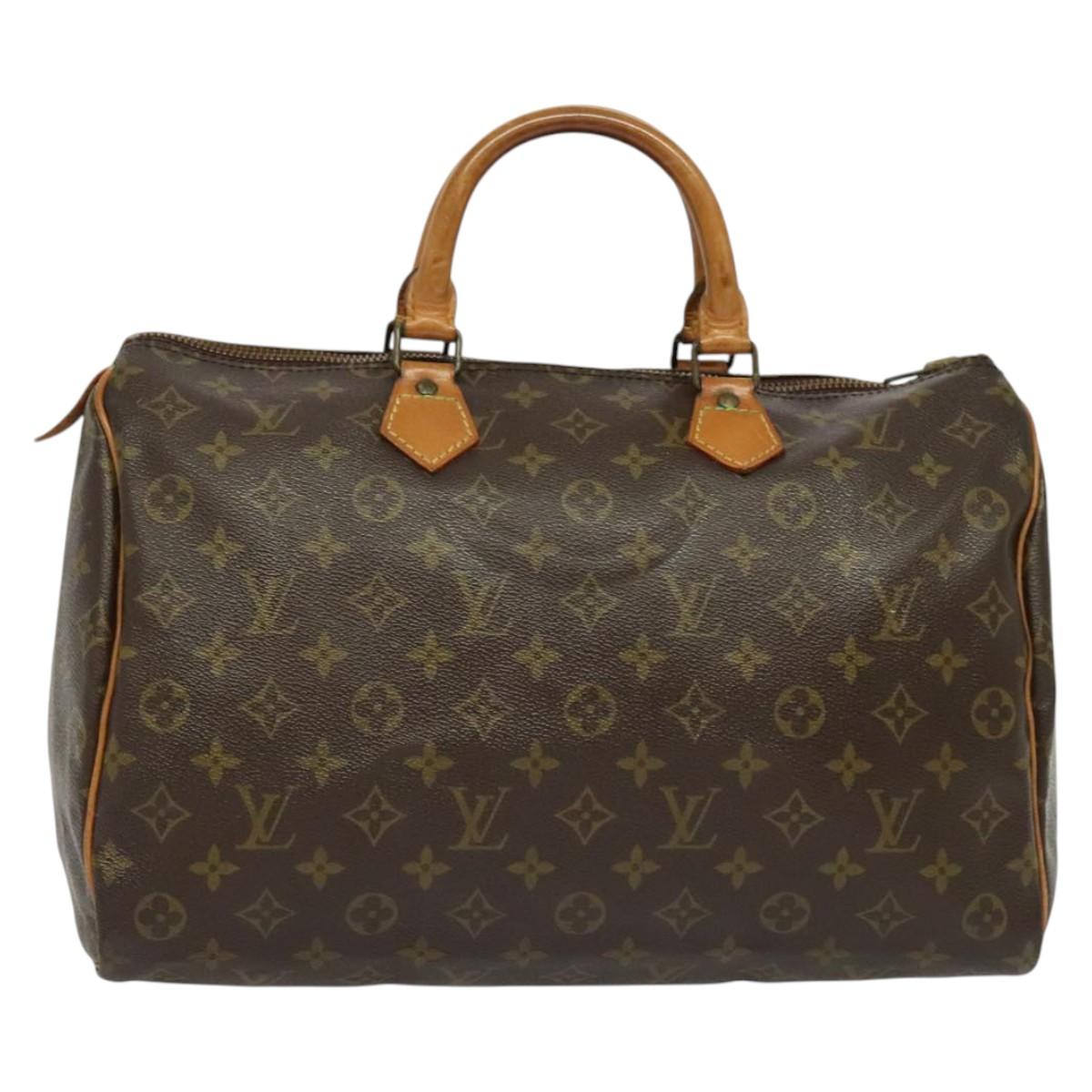 Louis Vuitton Speedy 35, Brown, "CANVAS, LEATHER", handbag