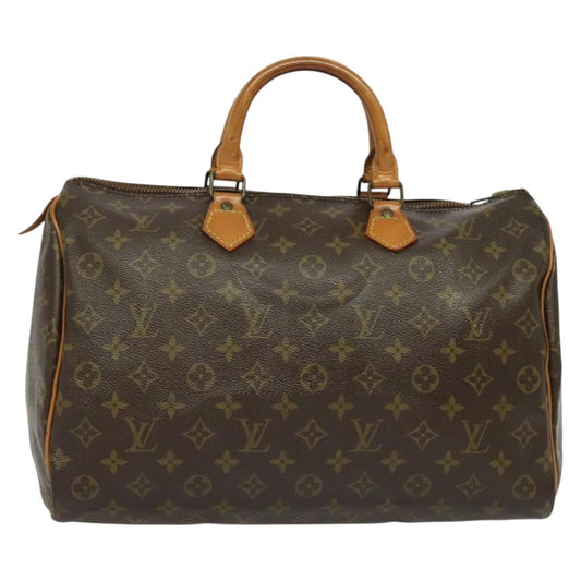 Louis Vuitton Speedy 35, Brown, "CANVAS, LEATHER", handbag