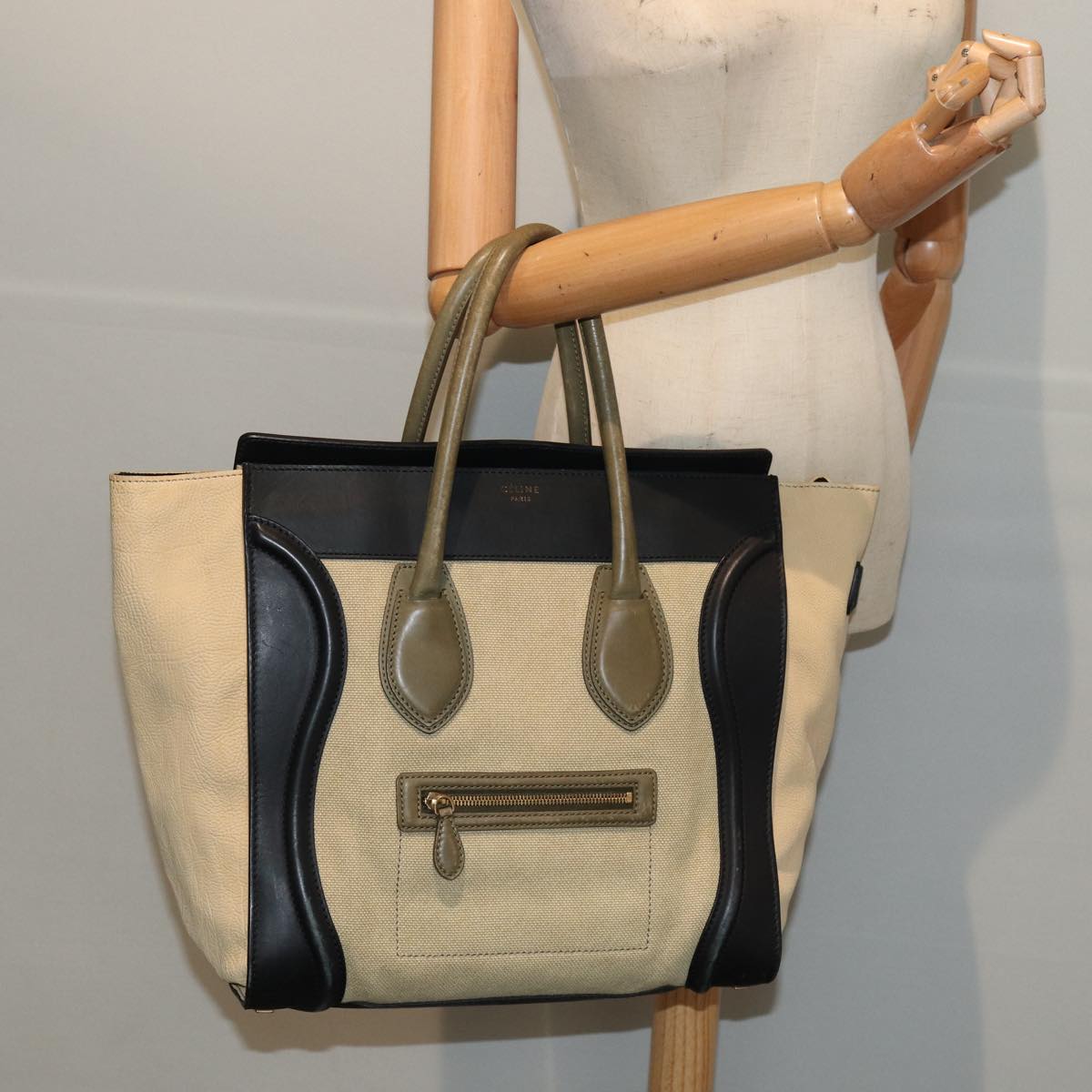 Céline Luggage, Beige, Canvas, handbag