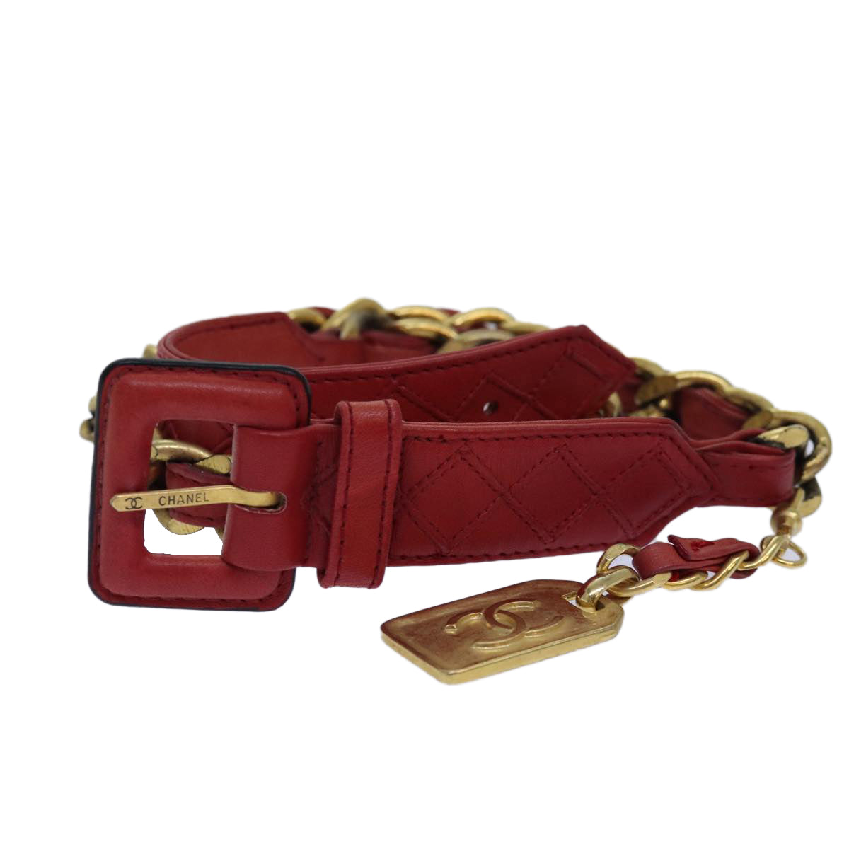 Chanel Bicolore, Red, Leather, belt