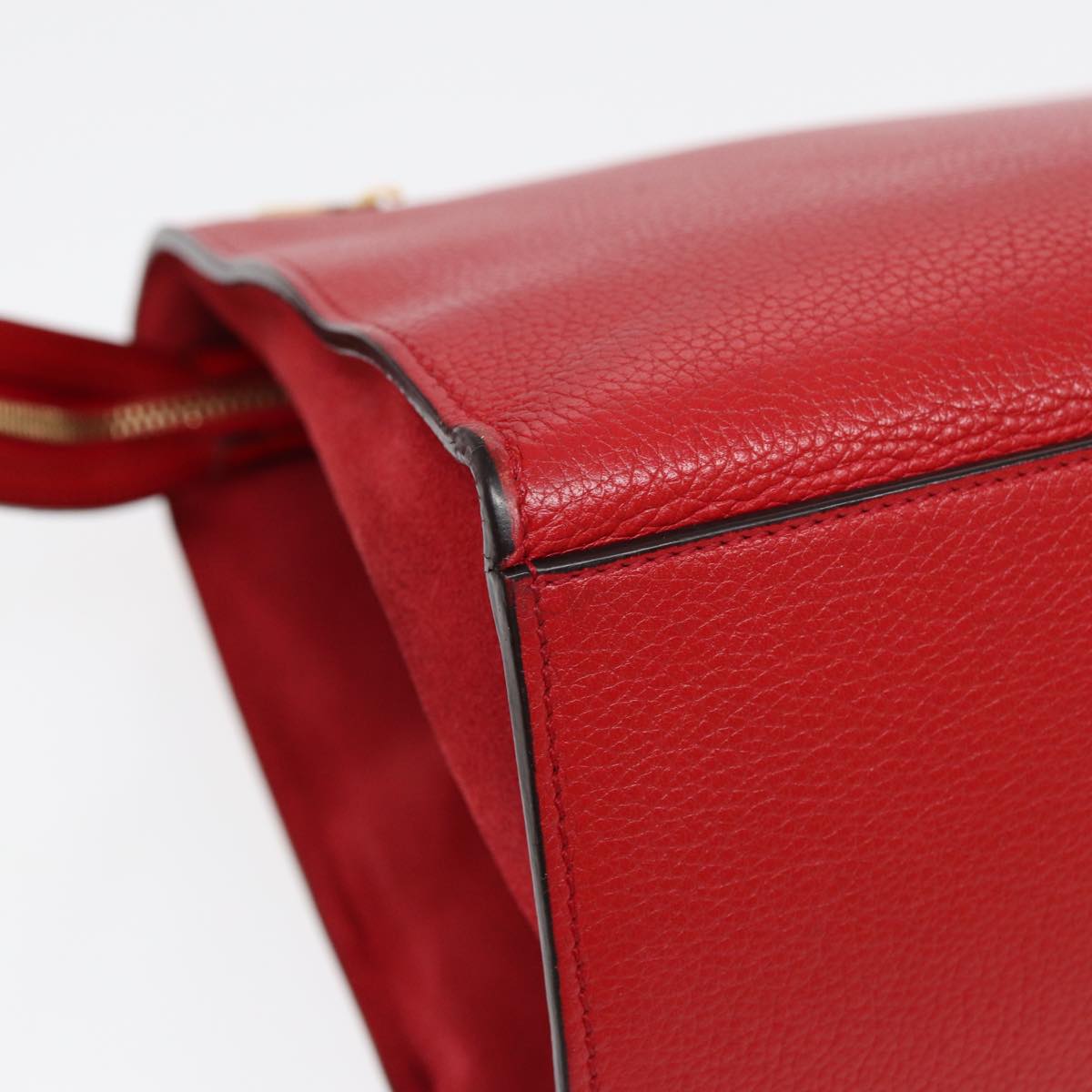 Céline Trapèze, Red, Leather, handbag