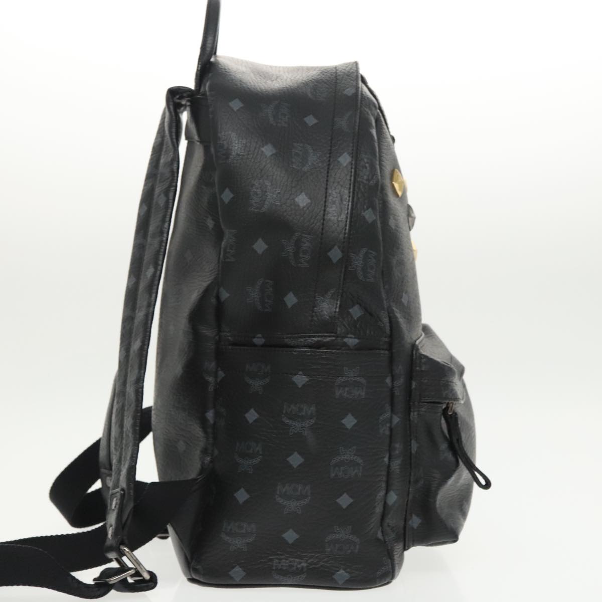 MCM Visetos, Black, Canvas, backpack