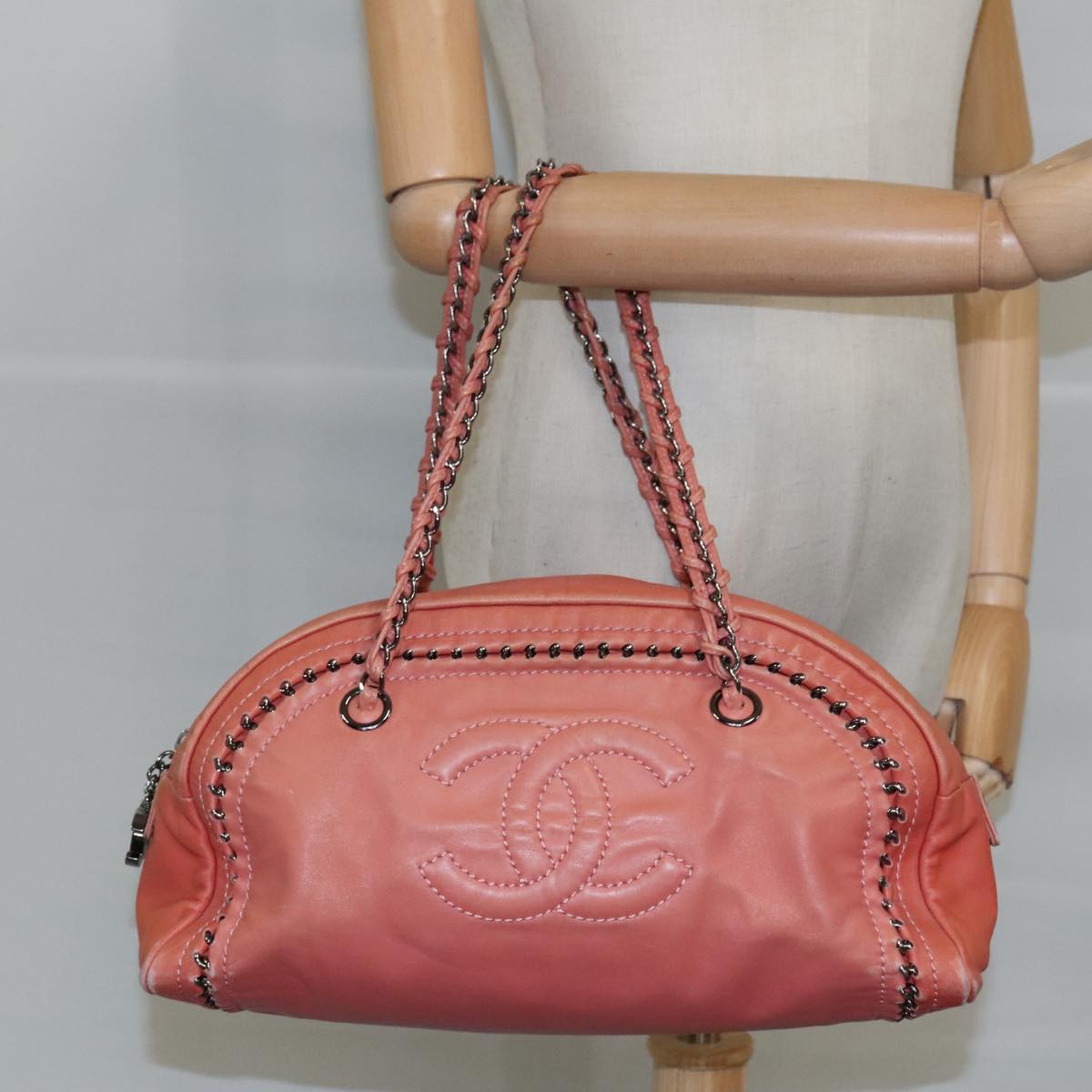 Chanel Logo CC, Pink, Leather, handbag