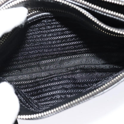 Prada Double, Black, Leather, shoulder