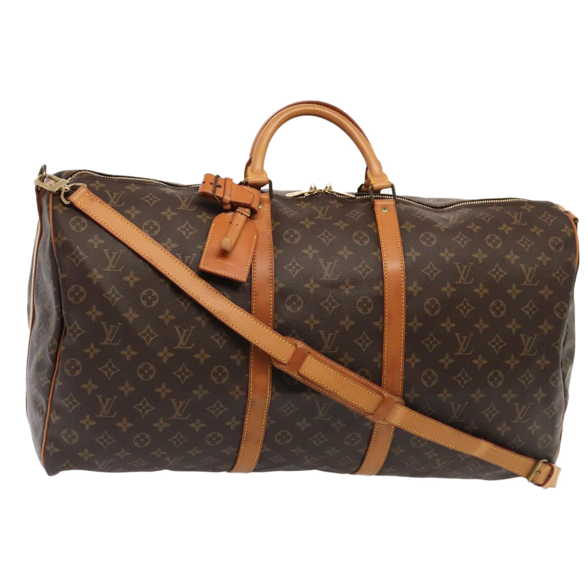 Louis Vuitton Keepall Bandoulière 60, Brown, Canvas, travel