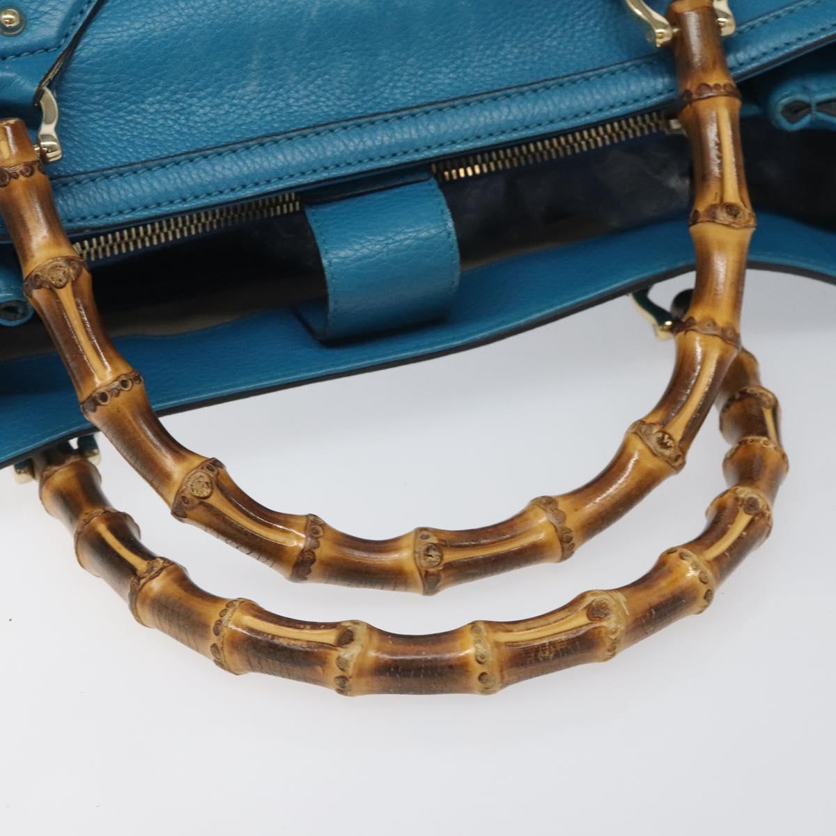 Gucci Bamboo, Blue, Leather, handbag