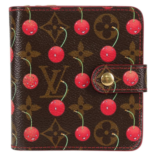 Louis Vuitton Compact zip, Brown, Canvas, wallet